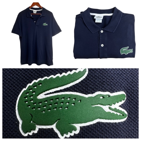 Lacoste Other - Lacoste Big Croc Short Sleeve Blue Polo Shirt Sz XL Regular Fit Preppy Academia